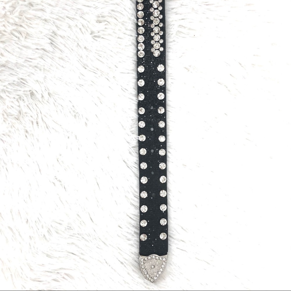 Black Leather & Rhinestone Belt - BLING - Picture 10 of 12